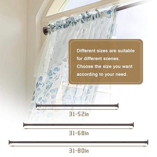 GXOACKJ Brown Shower Curtain Rods - 31-80 Inch Spring Tension Shower Rods for Bathroom, Adjustable, No Drilling, No Rust, Stainless Steel - color: Brown, size: 31-80 inches