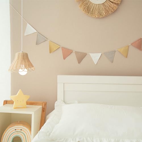 3.93 Feet Triangle Flag Banner Bunting Pennant for Kids Teepee Tent,Party and Room Decoration,10 Pcs single Sided Cotton Fabric Flag，Children's room decoration of baby's room*2 Strip Pack - color: Autumn Glow