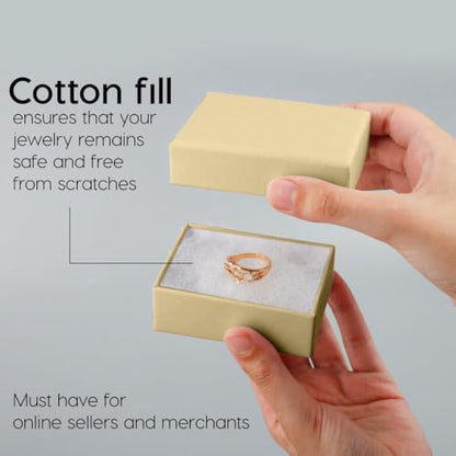 BULK PARADISE 6 Pack Cotton Fill Craft Brown Cardboard Paper Jewelry Box Gift Size 3.08 x 2.28 x 1.1 Inches Perfect for Small Gifts - color: Craft Brown