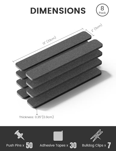 Fluxynara 13" x 2" Felt Wall Panels, Charcoal Gray - color: Charcoal Gray, size: 8-pack