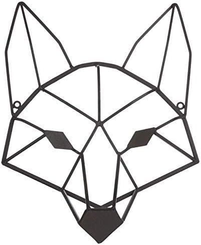 Everydecor Brown Geometric Fox Head Metal Wall Art Decor for Home Office Kitchen Living Room Bedroom Farmhouse Indoor and Outdoor Fox Sign Decoration