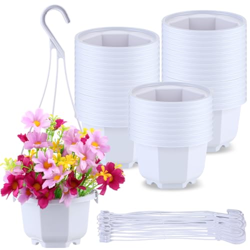 Roshtia 24 Pcs Hanging Planter Pot with Hook, Ceramic White, 3.7 Inch - color: Ceramic White, size: 3.7 Inch
