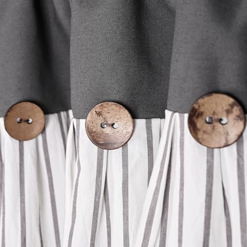 DOSLY Ides Farmhouse Button Valance, Grey, 52" W x 18" L - color: Gray & Gray Stripe, size: 52"W x 18"L (Pack of 1)