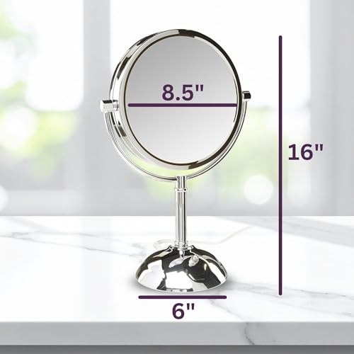 JERDON Lighted Makeup Mirror with 8X Magnification - Chrome - HL8808CL - color: Chrome