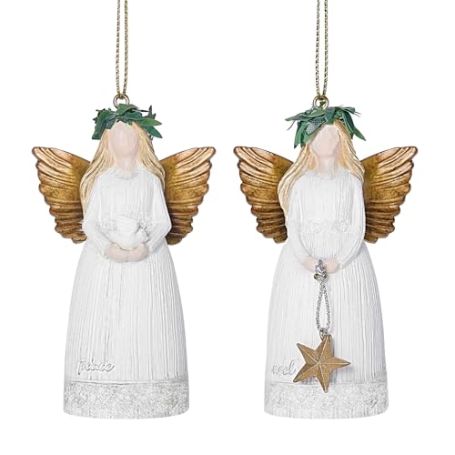EnrichFun 2026 Figurines Christmas Decorations Resin Décor for Tree Hanging Ornament, Holiday Winter Indoor Home Table Decor Xmas Gifts, Angel 2-Pack, 3.8 in - color: Angel