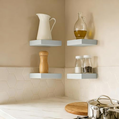 Small Floating Shelves for Wall Set of 4, 6 Inch Square Shelves,Grey - color: Grey, size: 6 Inch-4 Pcs