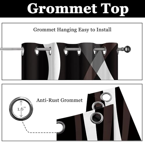 weesire Black and Brown Blackout Curtains, 52 x 63 Inch, Grommet, 2 Panels - color: P1-brown, size: 52"W x 63"L (Pack of 2)