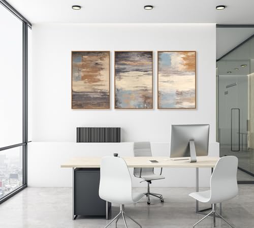 Large Framed Canvas Wall Art, Abstract Colorful Painting Picture, 16"X24"X3 - color: Sepia, size: 16" X 24" X 3pieces Framed