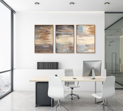 Large Framed Canvas Wall Art, Abstract Colorful Painting Picture, 16"X24"X3 - color: Sepia, size: 16" X 24" X 3pieces Framed