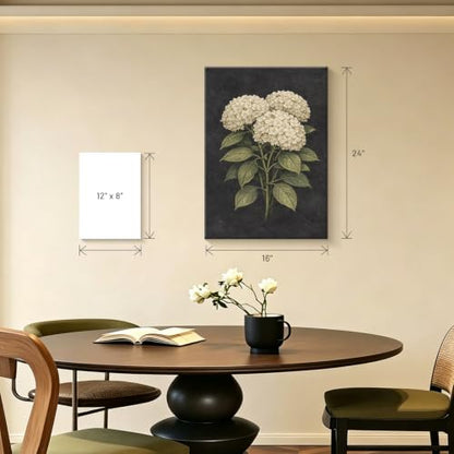 Framed Botanical Wall Art, Moody Hydrangea Canvas Prints, 16x24 Inch - color: Hydrangea