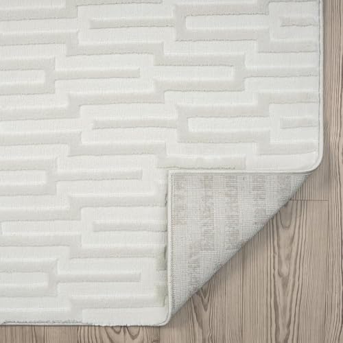 Abani Cream Area Rug for Living Room, Bedroom -Geometric Pattern - 6 x 9 -Durable & Easy to Clean - size: 6' x 9' (Rectangular)
