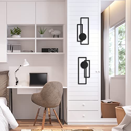 Peryiter 2 Pcs Minimalist Metal Abstract Wall Art Black Living Room Decor