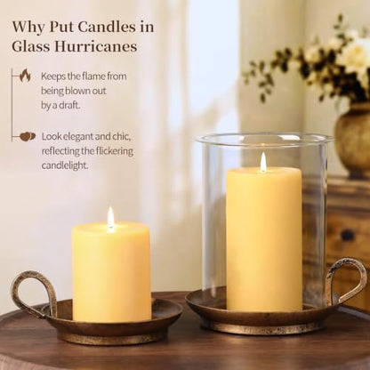 Vintage Cast Iron Hurricane Glass Candle Holder for Pillar Candles Set of 2