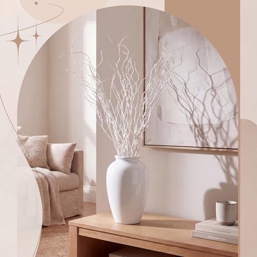 Thiccywoov 12 Pcs Real Dried Willow Branches 47.2 Inches Natural Curly - color: White, size: 47.2 Inches