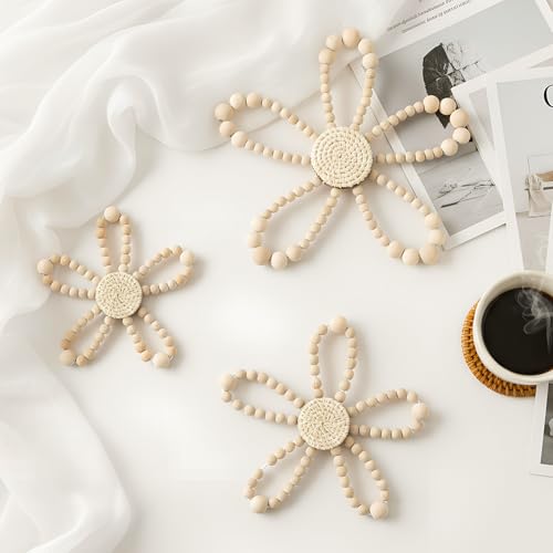 AceOrbit 3 Pcs Boho Daisy Flower Wall Decor, 6.69'', 7.87'', 9.84'' - size: 9.84'', 7.87'', 6.69', style: Wildflower