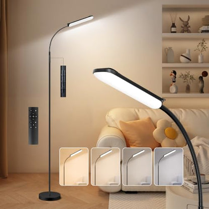 FRIDEKO HOME Floor Lamp for Living Room Over Chair Reading 18W 1800LM Black - color: Black CCT, 1 Pack