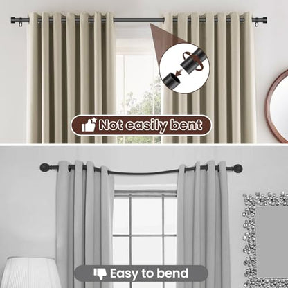 Black Curtain Rods for Windows 28 to 48 Inch,5/8 Inch Diameter Heavy Duty Metal Stainless Steel Drapery Rods with Brackets,Modern Curtain Rod with Simple End Caps - color: Black, size: 28-48"(1 Pack)