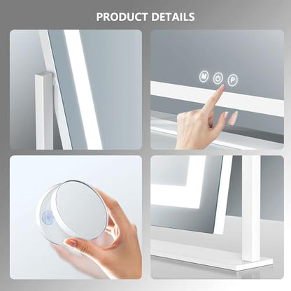 Gvnkvn Arched 15.2 in Lighted Makeup Mirror, 10X Magnifiers - color: Gold, size: 15.2"L x 13"W