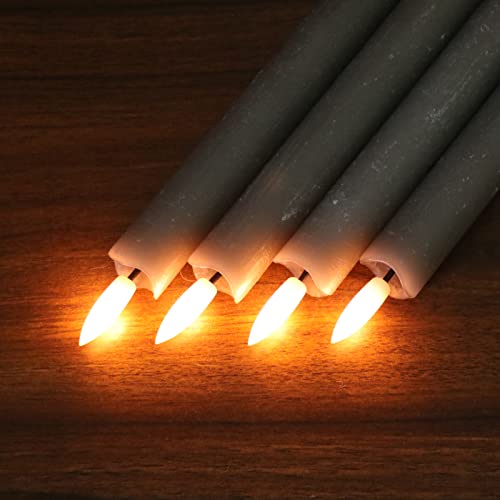 GenSwin Flameless Taper Candles LED Battery Operated Remote Timer Grey - color: 6-Grey