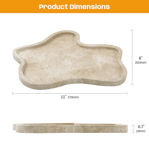 Talian Travertine Tray, 11"X8" Vanity Decorative Marble Tray - color: Beige Travertine
