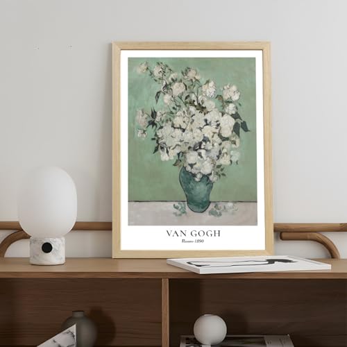 LLEEMPI Van Gogh Canvas Wall Art Set of 3, Sage Green 12x16 Framed Prints - color: VanGoghMatisse(Wood), size: 16"L x 12"W
