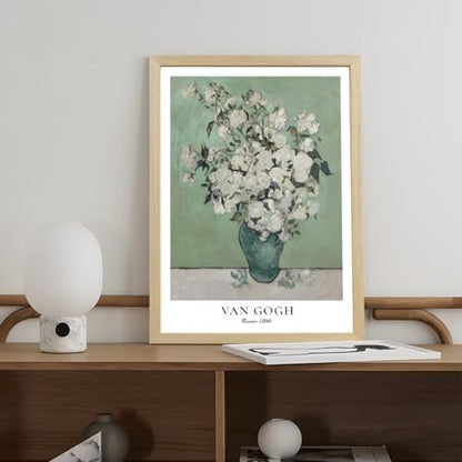 LLEEMPI Van Gogh Canvas Wall Art Set of 3, Sage Green 12x16 Framed Prints - color: VanGoghMatisse(Wood), size: 16"L x 12"W