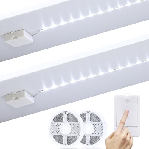 2 Pack Battery Powered LED Strip Lights 9.8Ft for Kitchen (Cool White) - color: Cool White