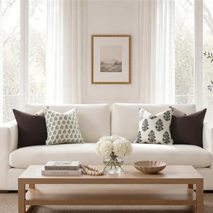Meekio Linen Blend Throw Pillow Covers 18x18 Set of 2, Brown - color: Brown, size: 18" x 18" (Pack of 2)