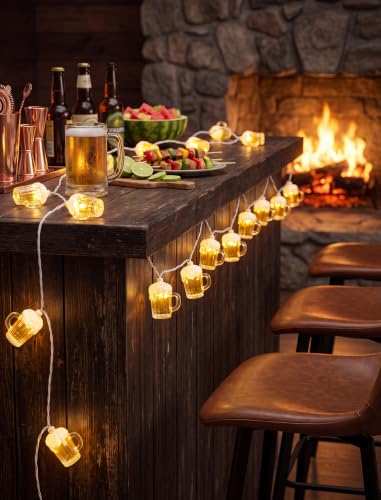 8.5FT Beer Mug String Lights Outdoor, 10 LED Tropical Beach Themed Lights - color: Beer Mug String Lights