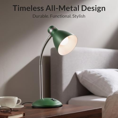 LEPOWER Metal Desk Lamp, Adjustable GooseNeck Reading Light for Bedroom - color: Green