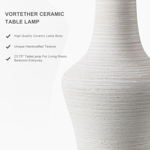 23" Farmhouse Ceramic Table Lamp Modern Bedside Lamps Off-White - color: 23.25" Single - Off-White