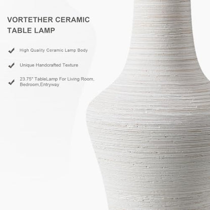 23" Farmhouse Ceramic Table Lamp Modern Bedside Lamps Off-White - color: 23.25" Single - Off-White