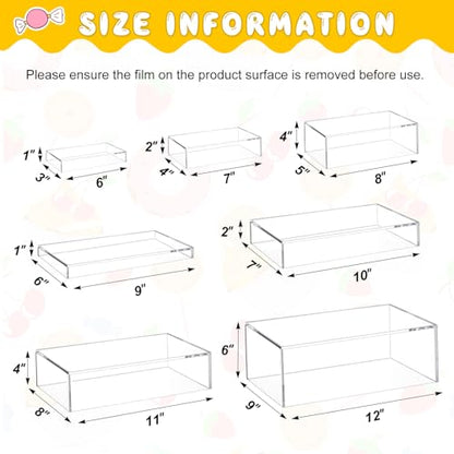 Leinuosen 7 Pcs Large Acrylic Buffet Risers, 6-12" Rectangle, Clear - color: Clear, size: 6" to 12", style: Rectangle