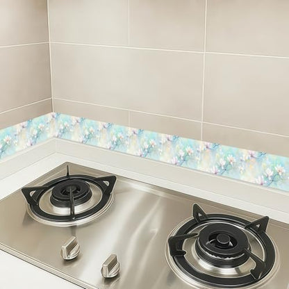 HOMETITUTE Peel and Stick Wallpaper Border 4x196in Pastel Floral Pattern - color: Light blue flowers