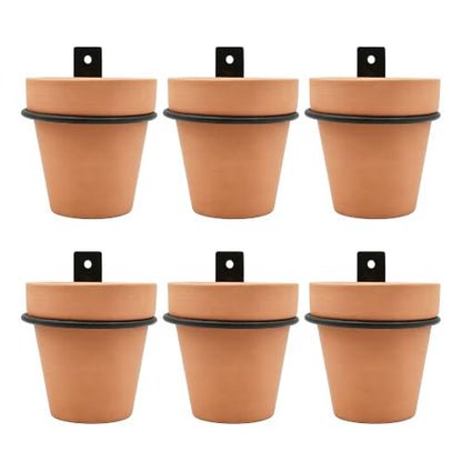 Hanging Wall Planters Set of 6, Terracotta Pots with Metal Rings