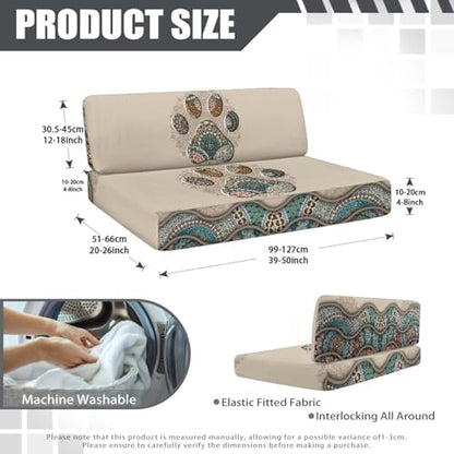 RV Dinette Cushion Covers Boho Mandala 2 Pcs Dog Paw Camper Cushion Slipcover Stretch Sofa Furniture Protector Include1 Backrest Cover and 1 Bench Cover - color: Boho Mandala Dog Paw