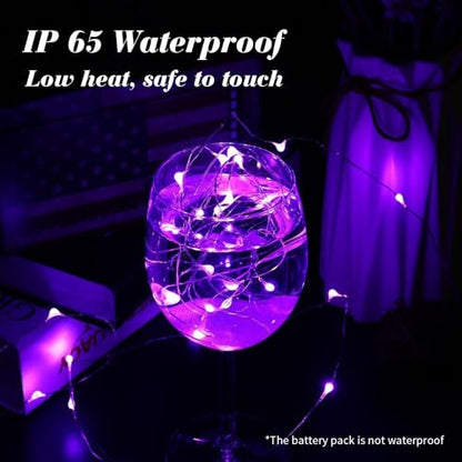 ZGWJ 12 Pack Purple Fairy Lights, Mini String Lights - color: Purple, size: 12P