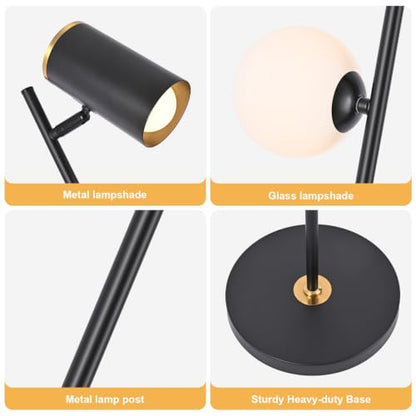 Modern Reading Floor Lamp with 3-Color Dimmable LED, 63" Tall - color: Black