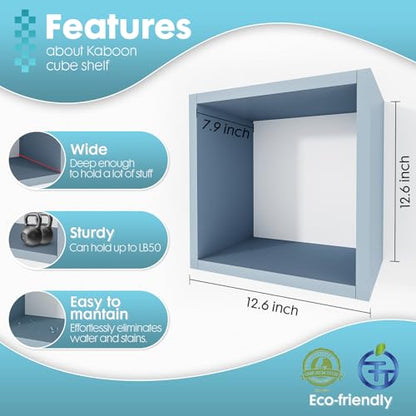 Kaboon Cube Floating Shelves Set2, Display Shelves Wall Mount 7.75" D x 12.5" W x 12.5" H, (Greylish Blue, Square 2 Cubes) - color: Greylish Blue, size: Square-Set2