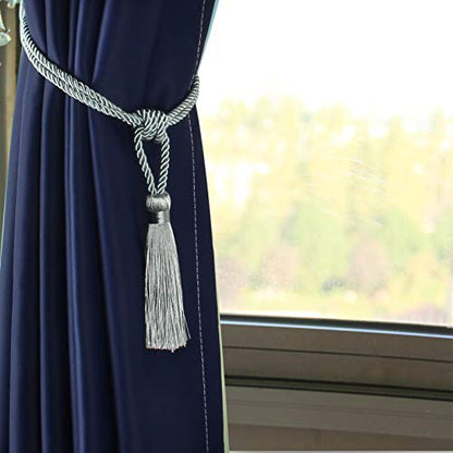 2 Pack Curtain Tiebacks Handmade Tassel Rope Curtain Holdbacks - color: Light Blue, size: 2p