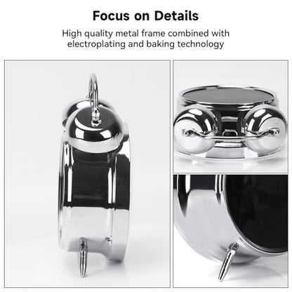 Digital Small Alarm Clock, 4.5 Inch Double Bell Electronic LED Alarm Clock - color: Silvery
