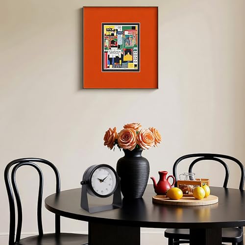 Vintage Mirror Table Clock on Stand, Black, Analog