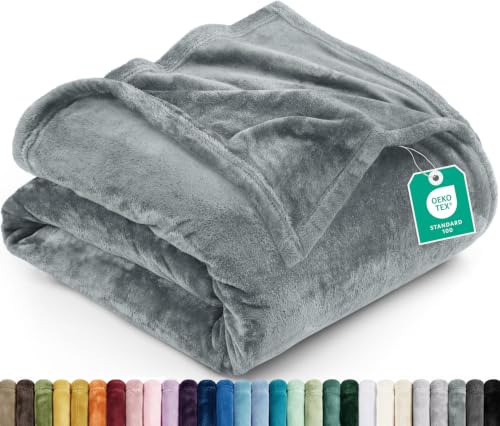 Utopia Bedding Soft Fleece Bed Blanket Throw Size Ash Grey (50x60 Inch) - color: Ash Grey, size: Throw (50x60 Inch)