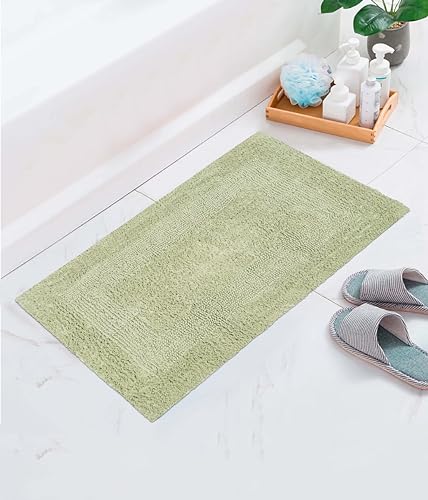 COTTON CRAFT 2 Pack Reversible Bath Mat Rug - Luxurious 17x24 Sage Green - color: Sage, size: 17x24 Inches