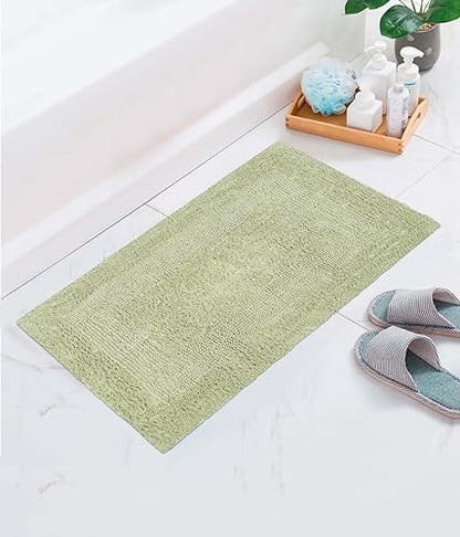 COTTON CRAFT 2 Pack Reversible Bath Mat Rug - Luxurious 17x24 Sage Green - color: Sage, size: 17x24 Inches