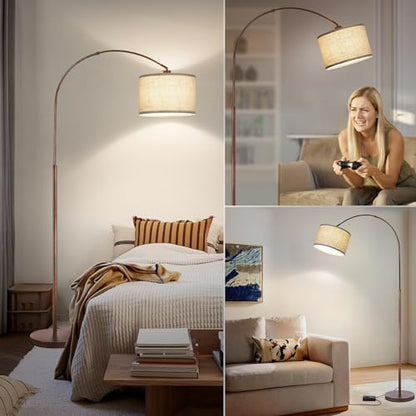 Dimmable Arc Floor Lamps, Antique Bronze Lamp with Adjustable Hanging Shade - color: Antique Bronze
