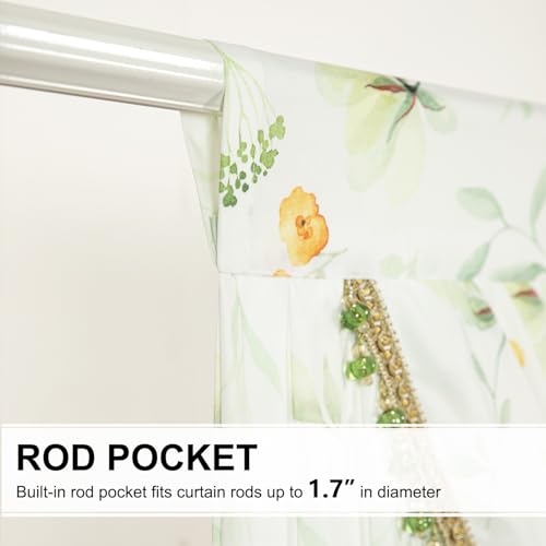 Leeva Waterfall Sheer Valance Curtains with Bead Tassels - Luxury Plants Print Swag Valances, Airy Window Curtain Sheers for Bedroom, 79 Inches Wide - color: Flower, size: 79"W x 43"L (Pack of 1)