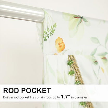 Leeva Waterfall Sheer Valance Curtains with Bead Tassels - Luxury Plants Print Swag Valances, Airy Window Curtain Sheers for Bedroom, 79 Inches Wide - color: Flower, size: 79"W x 43"L (Pack of 1)