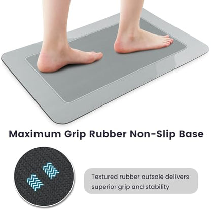 ArtyCozy Absorbent Soft Bath Mat 2 Piece, Grey, 17" × 27'' Plus 17'' × 27'' - color: Grey, size: 17'' × 27'' + 17'' × 27''