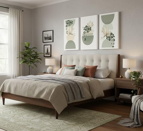 LAJDXSX 3 Pcs Neutral Abstract Boho Canvas Wall Art - color: Sage, size: 16x24in-Canvas
